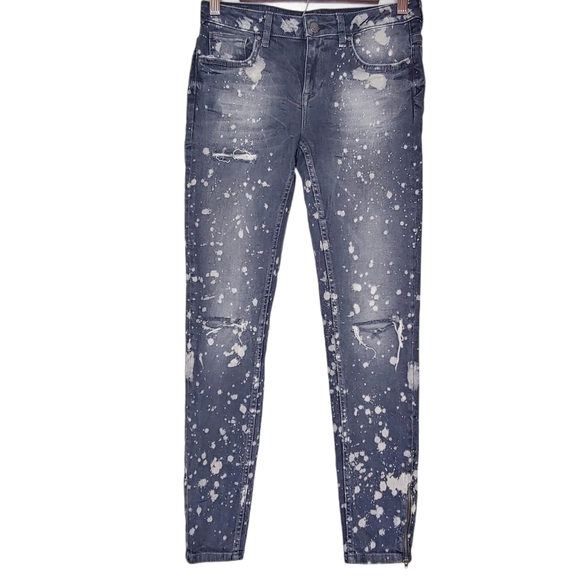 Zara Paint Splatter Distressed MID RISE Jeans 4
